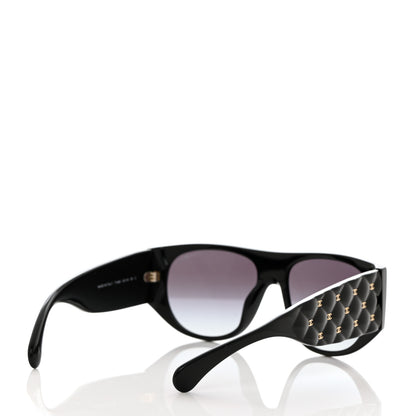 Chanel Acetate Quilted CC Pilot Sunglasses 71465 Black 4 of 8
