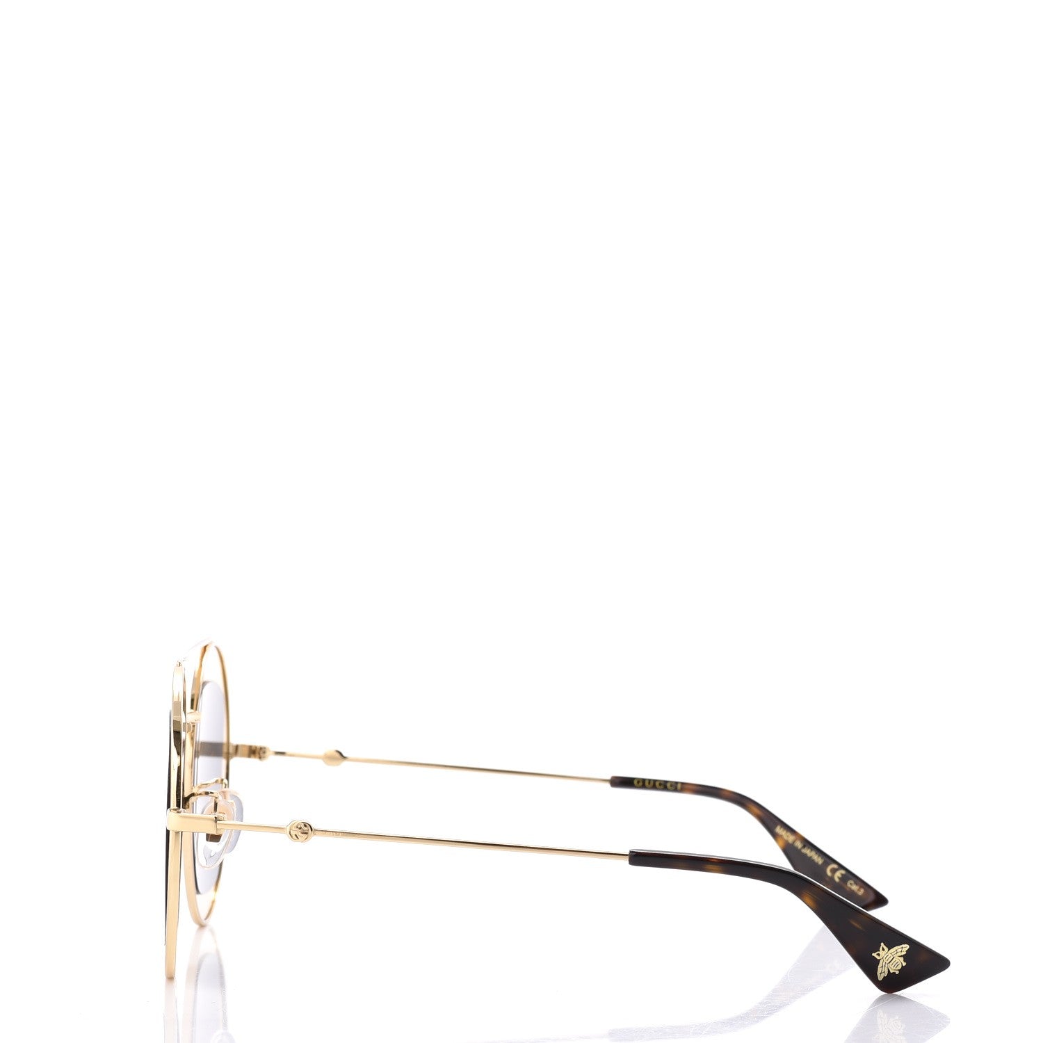 Gucci Round Frame Sylvie Web Sunglasses GG0105S Gold 3 of 9