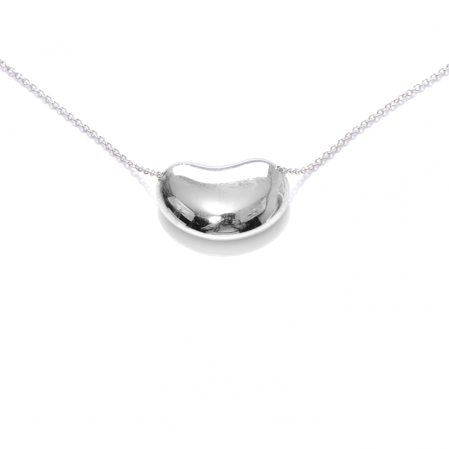Tiffany Sterling Silver 9mm Elsa Peretti Bean Pendant Necklace 1 of 5