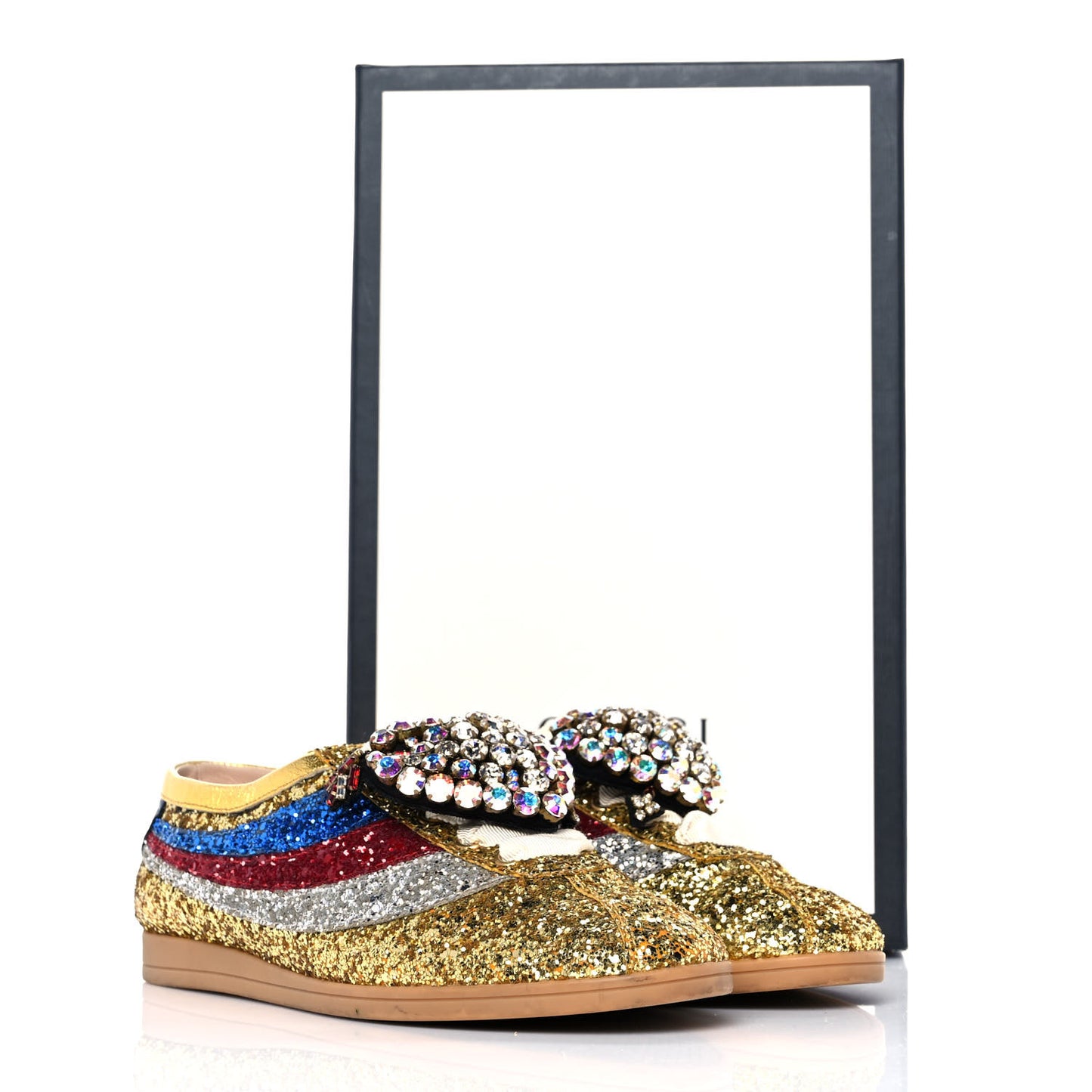 Glitter Fabric Pierced Heart Falacer Sneakers 35.5 Gold