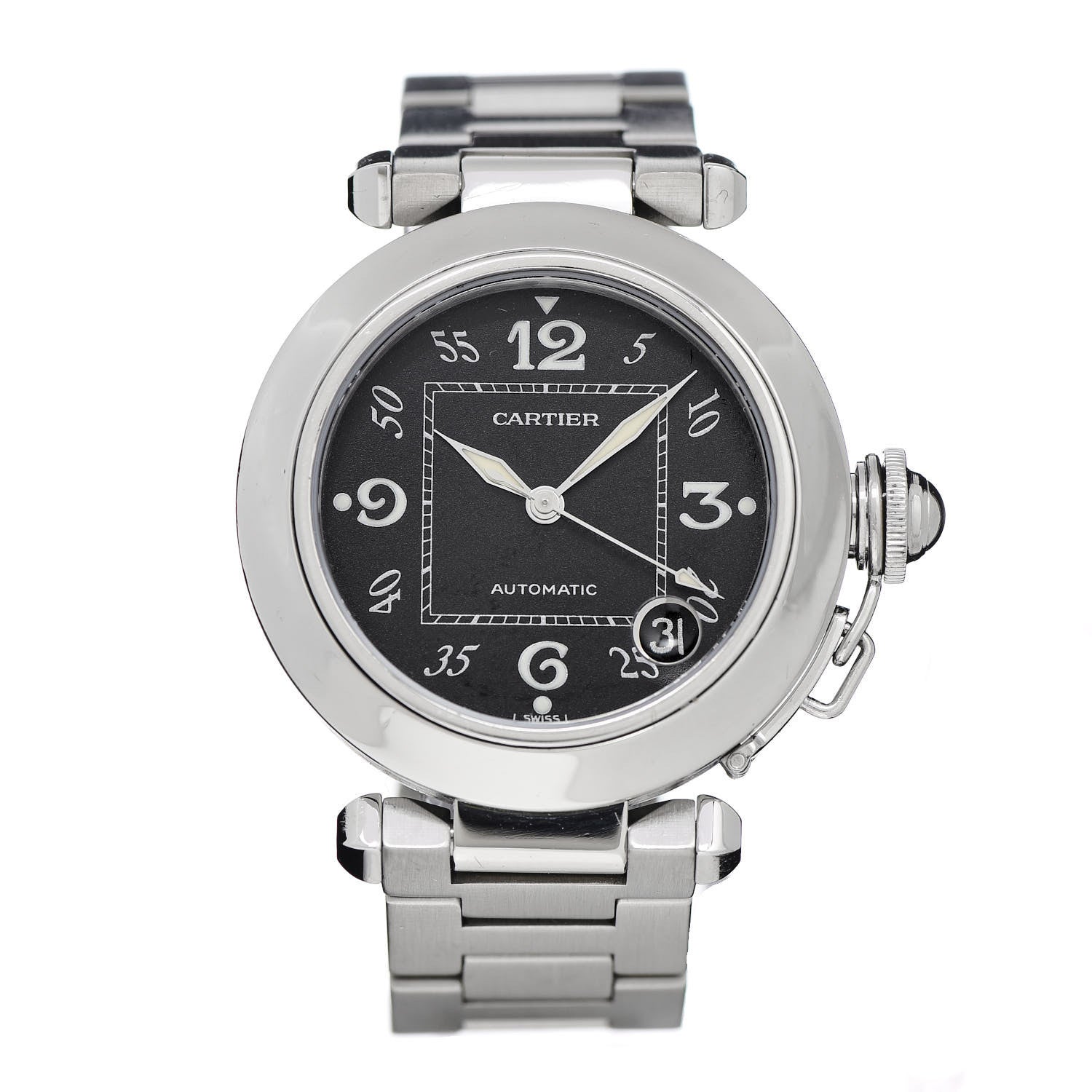 Cartier Stainless Steel 35mm Pasha C Automatic Watch Black 1 of 11