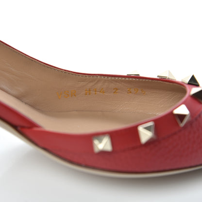 Valentino Garavani Pebbled Calfskin Rockstud Half D'Orsay Slingback 50mm Pumps 39.5 Rosso Valentino 8 of 9
