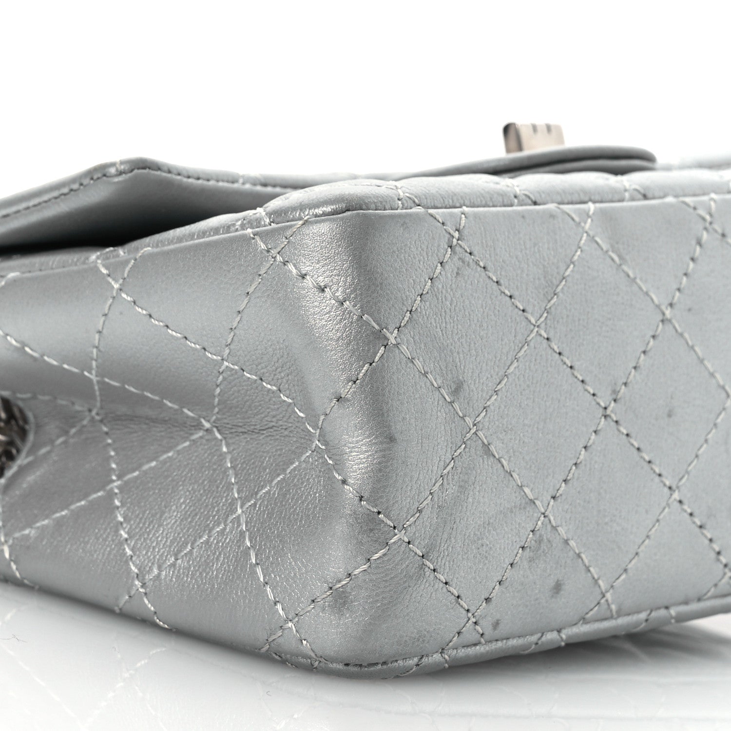 Chanel Metallic Grained Calfskin Quilted 2.55 Reissue Mini Flap Silver 9 of 13