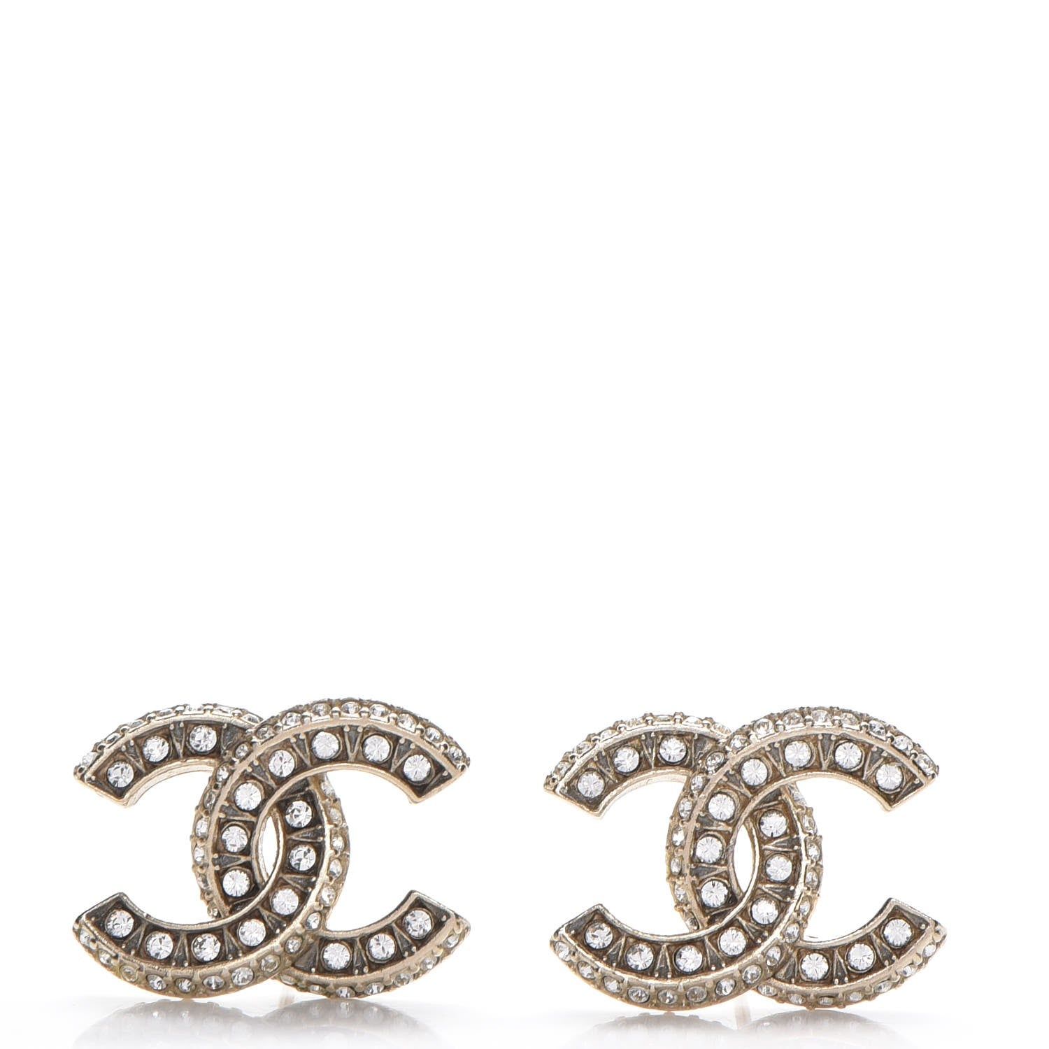 Chanel Crystal Pearl CC Earrings Light Gold 1 of 5