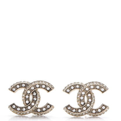 Chanel Crystal Pearl CC Earrings Light Gold 1 of 5