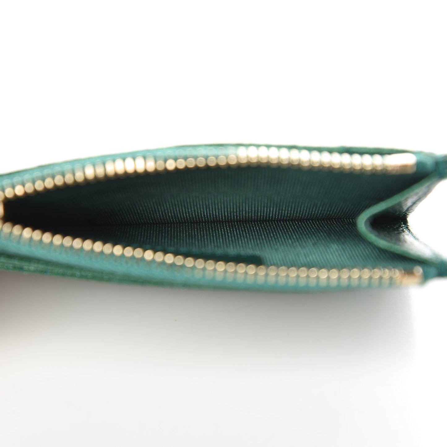 Metallic Caviar Quilted CC Zip Card Holder Green