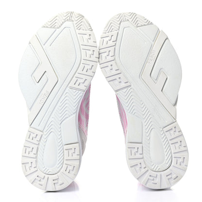 Fendi X SARAH COLEMAN Nylon Suede Lycra FF Vertigo Fendi Flow Low Top Sneakers 35.5 Transparent Rosa White 5 of 11
