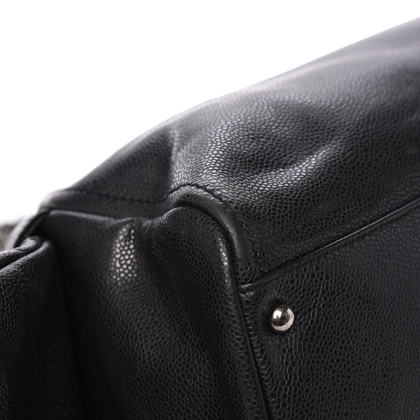 Glazed Caviar Quilted Mademoiselle Bowling Bag Black