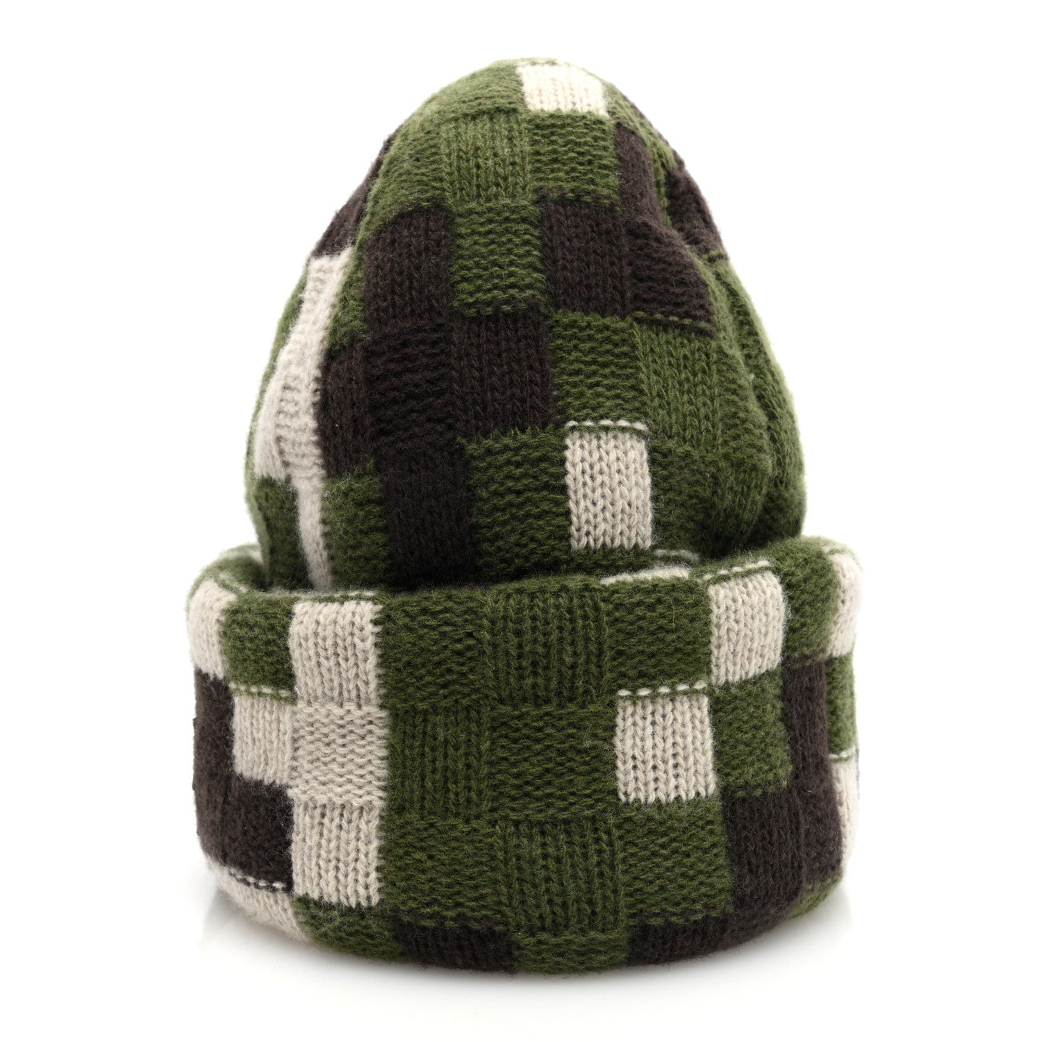 Louis Vuitton Wool Damoflage Beanie Hat Green 5 of 8