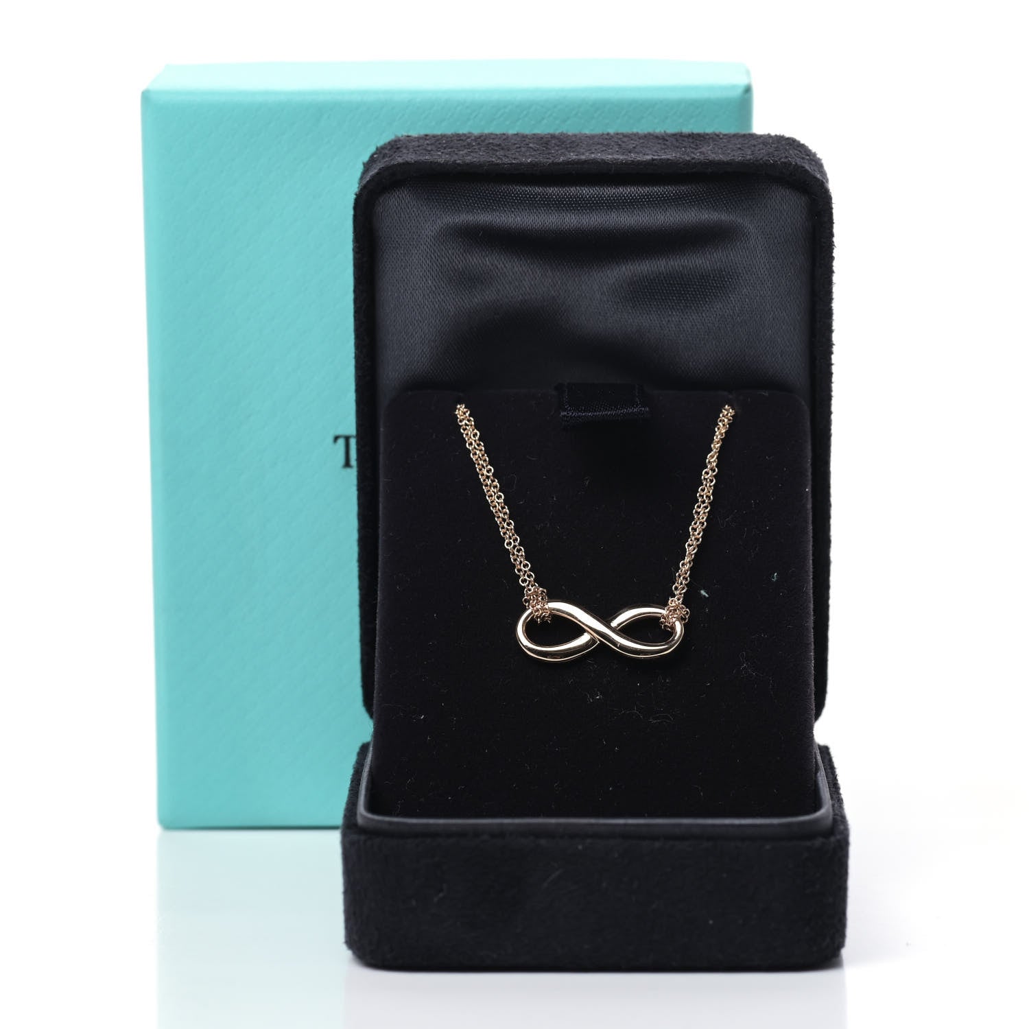 Tiffany 18K Rose Gold Infinity Double Chain Pendant Necklace 7 of 7