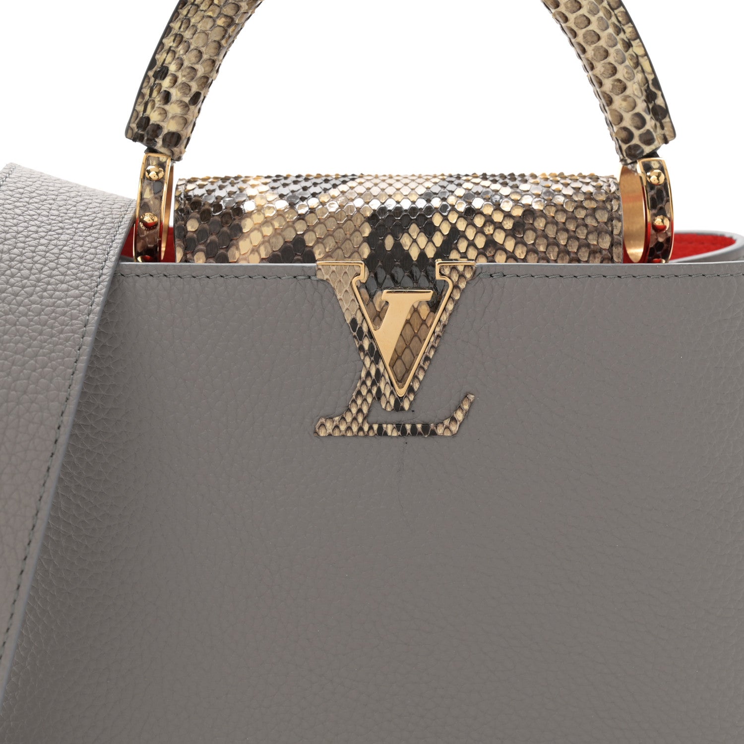 Louis Vuitton Taurillon Snakeskin Capucines BB Steeple Grey