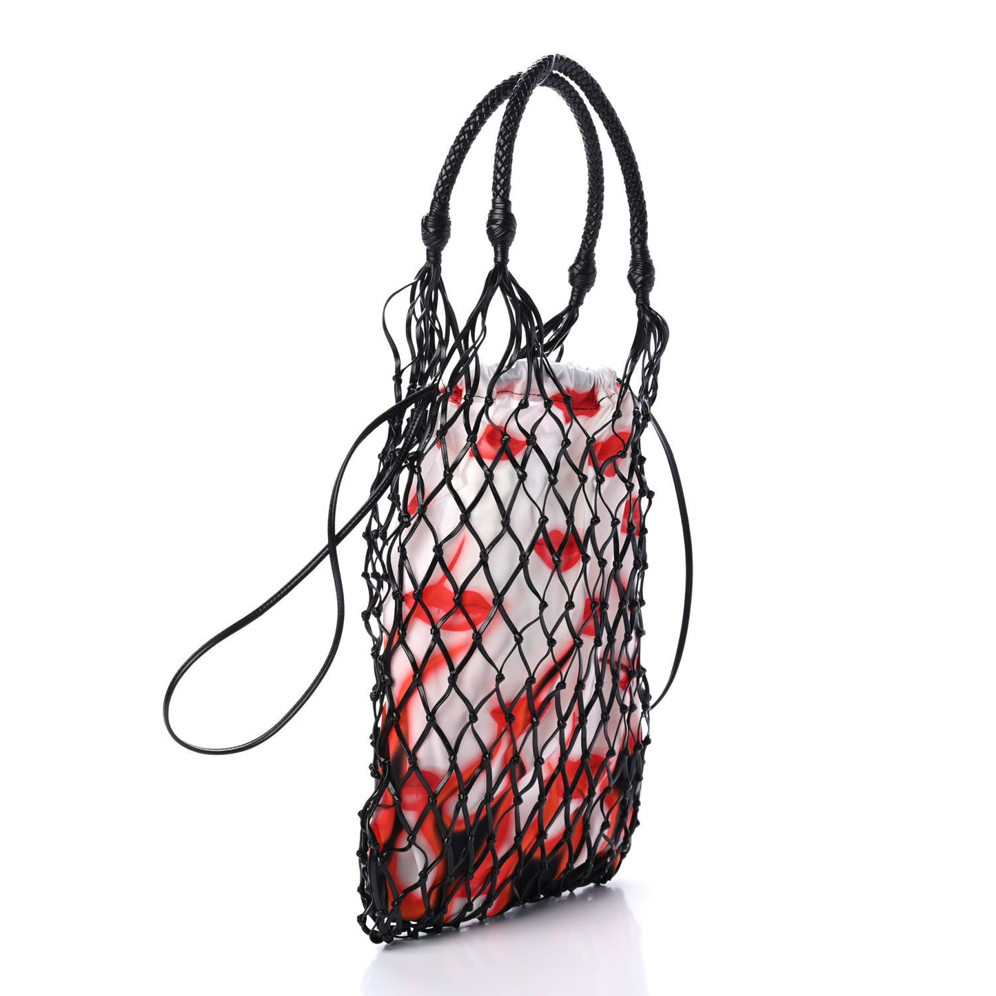 Rete Tessuto Stampato Bocche Tote Black