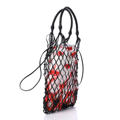 Prada Rete Tessuto Stampato Bocche Tote Black 2 of 4