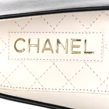 Chanel Lambskin Patent Calfskin Cap Toe Ankle Chain Ballerina Flats 39.5 Black 7 of 8