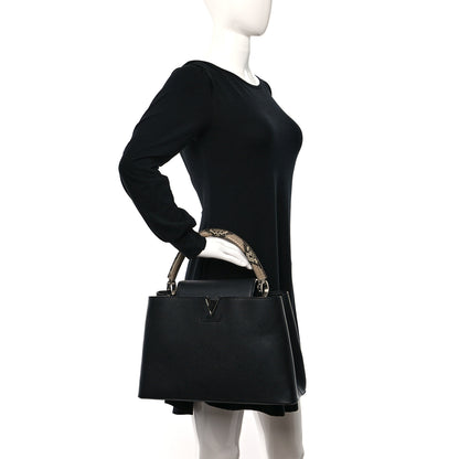 Louis Vuitton Taurillon Snakeskin Capucines MM Black 3 of 9
