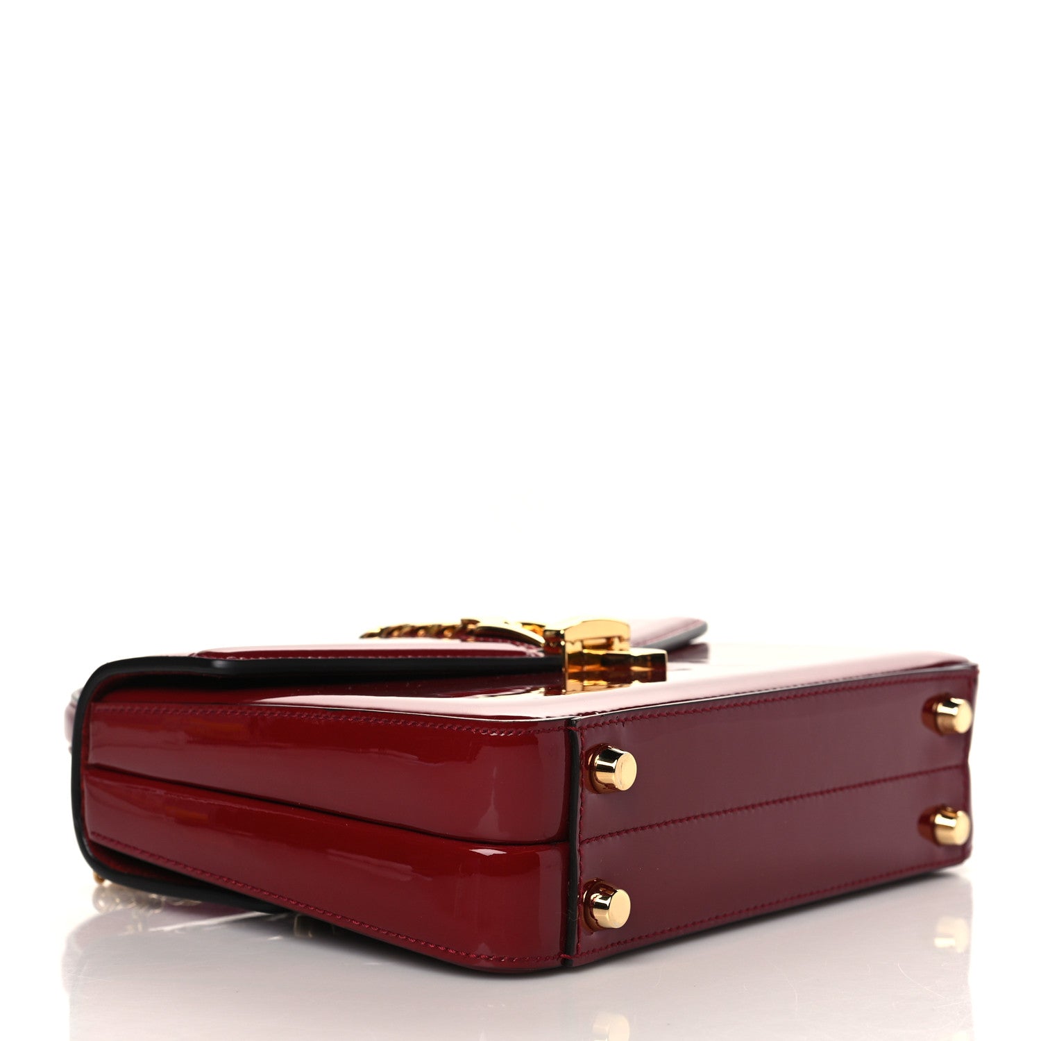 Gucci Mousse Top Patent Mini Sylvie 1969 Top Handle Bag New Cherry Red 4 of 12