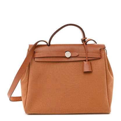 Hermes Toile Officier Vache Hunter Verso Herbag Zip PM 31 Dune Magnolia Fauve 1 of 18