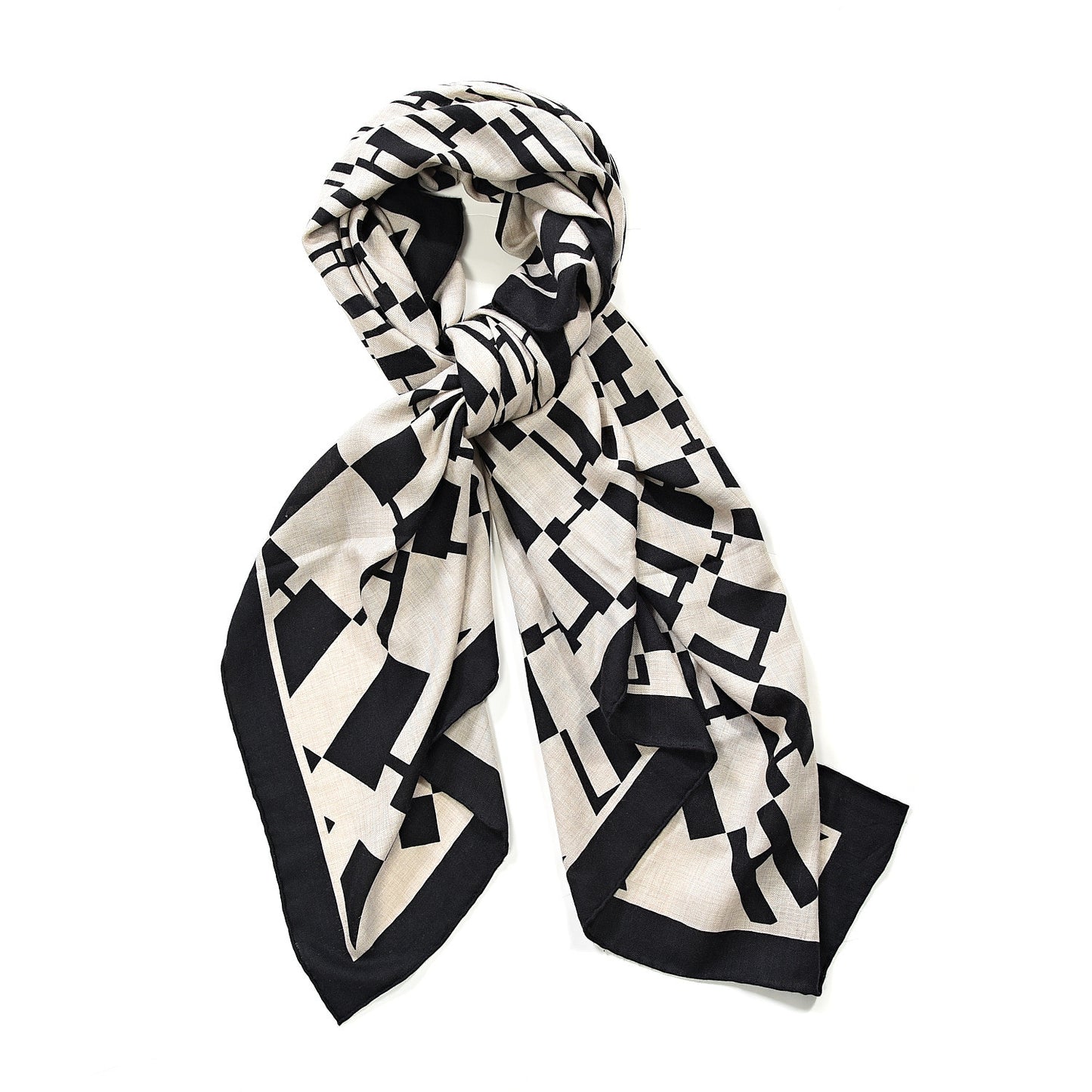 Cashmere Silk Op'H Shawl 140 Black Naturel