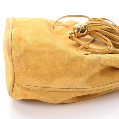 Chanel Suede Quilted Tassel Shoulder Bag Yellow 13 of 16