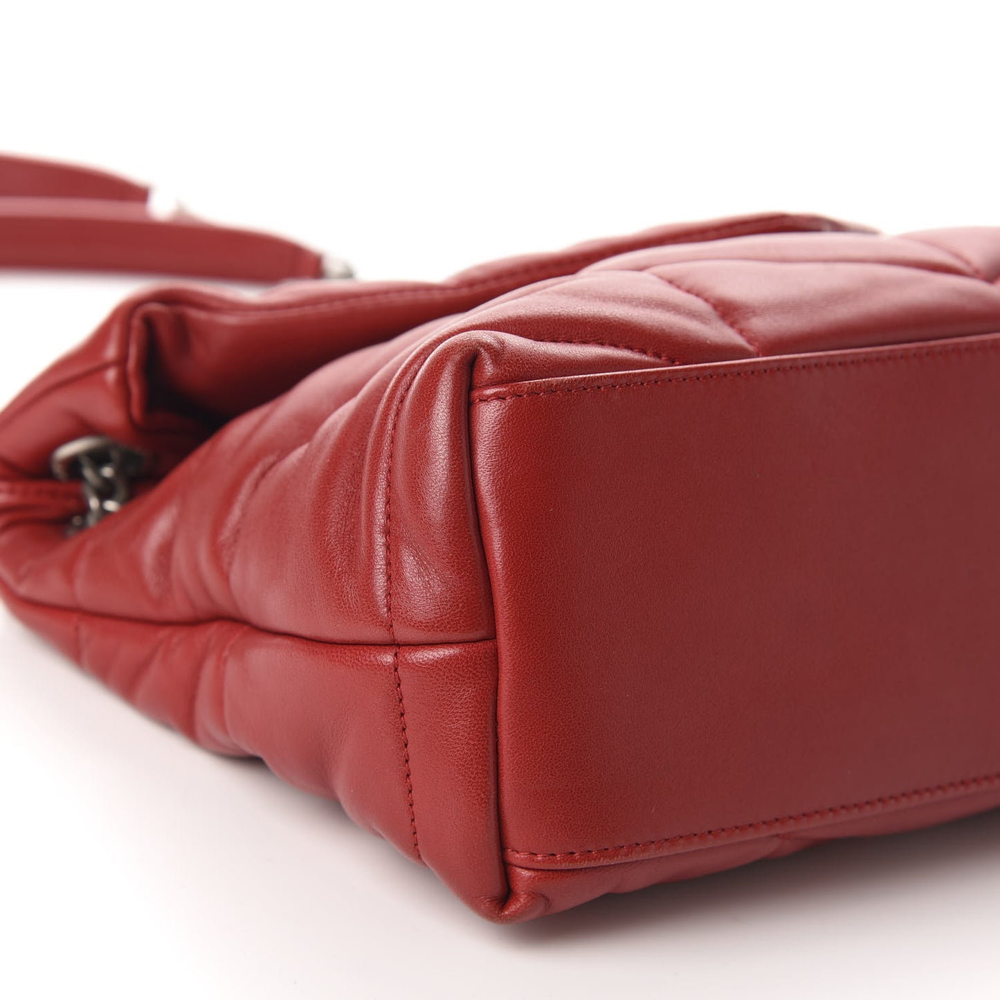 Lambskin Quilted Small Loulou Puffer Monogram Chain Satchel Red