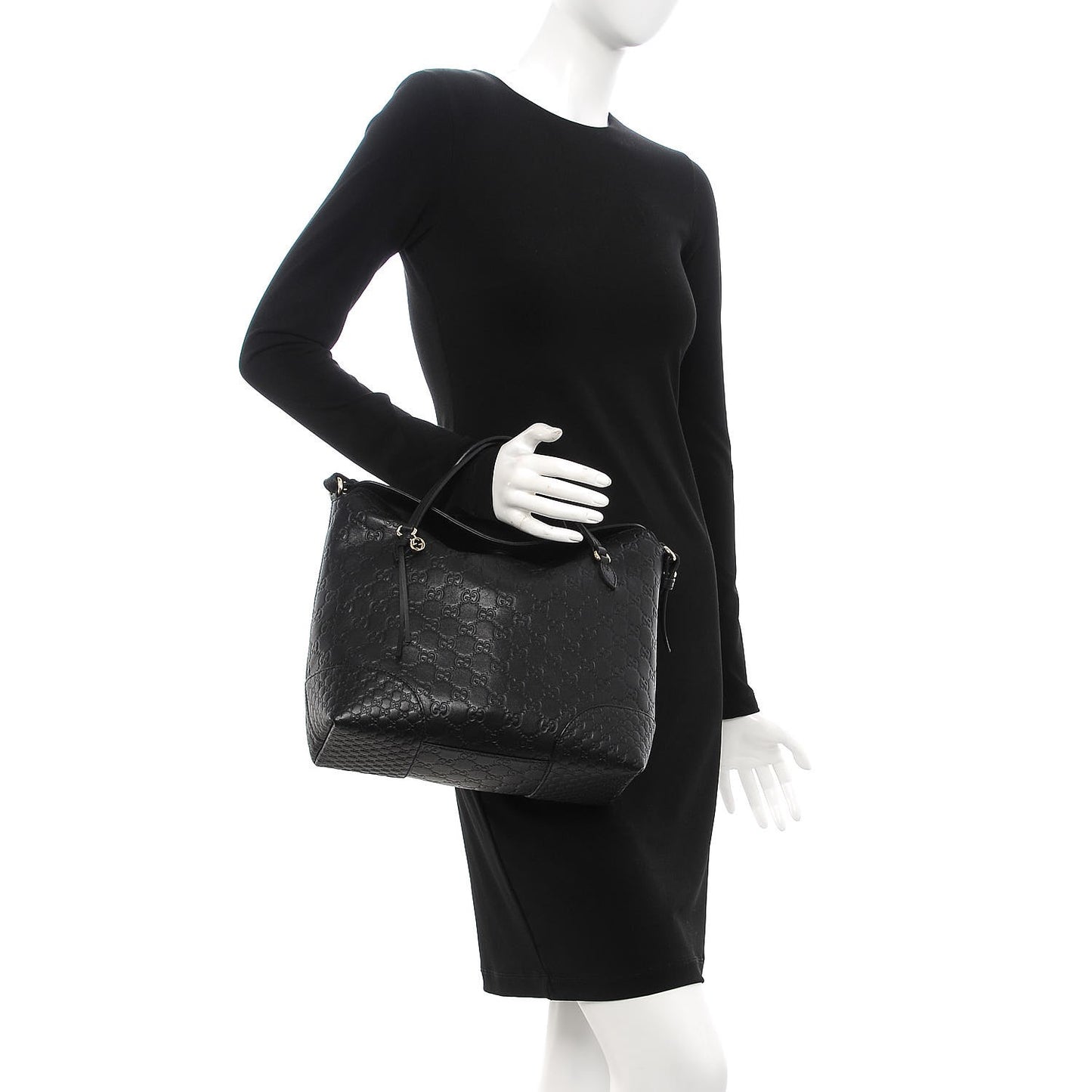 Guccissima Medium Bree Foldover Tote Black