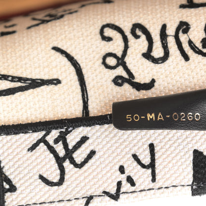 Christian Dior Canvas Embroidered Dioramour Graffiti Book Tote Latte Multicolor 7 of 11