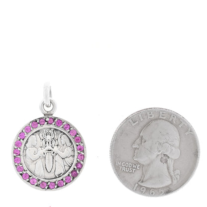 Chrome Hearts Sterling Silver Pink Sapphire Angels and Dagger Pendant 2 of 3