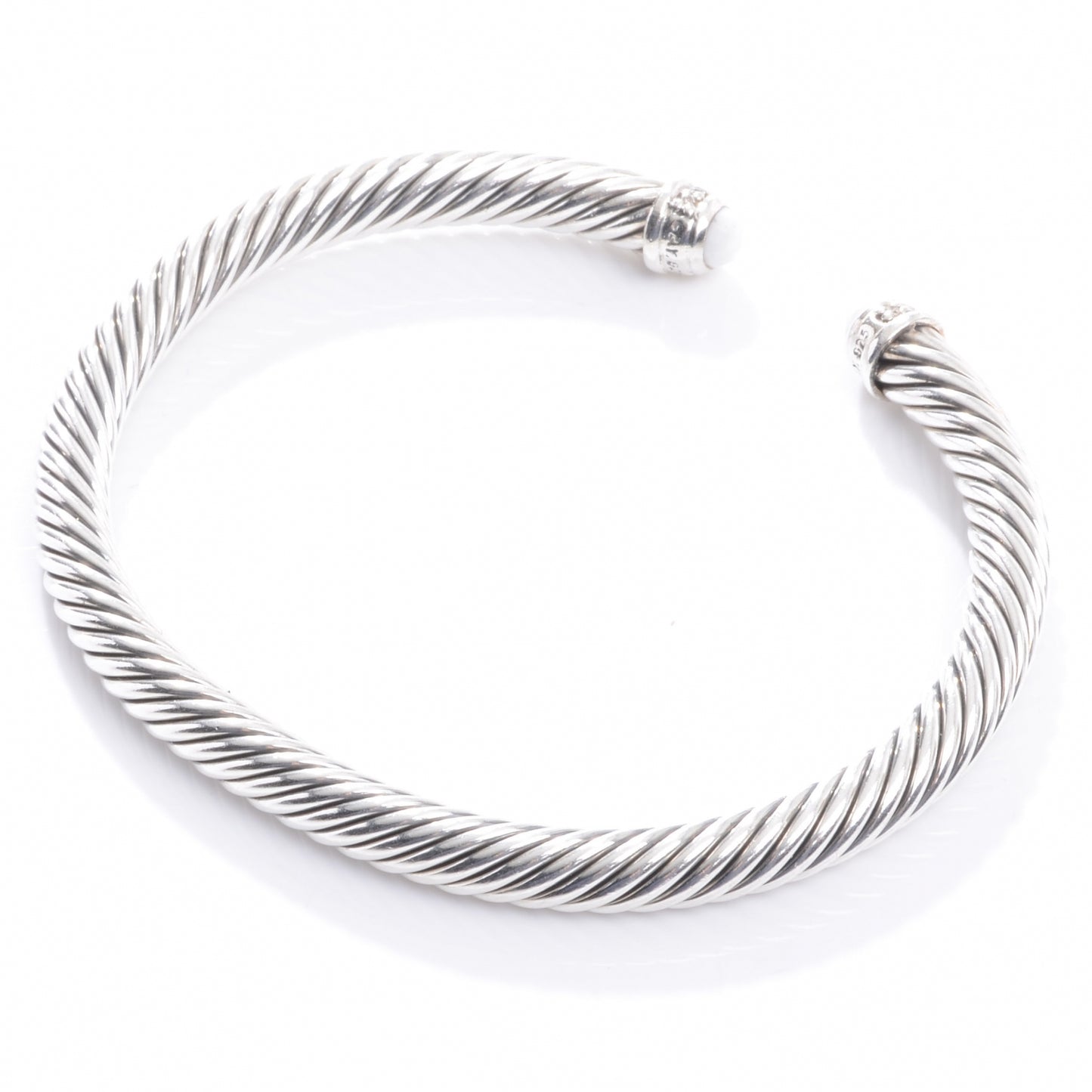 Sterling Silver Diamond White Agate 5mm Cable Classics Bracelet