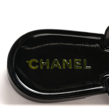 Chanel Jelly Camellia Thong Sandals 39 Black Ivory 8 of 9