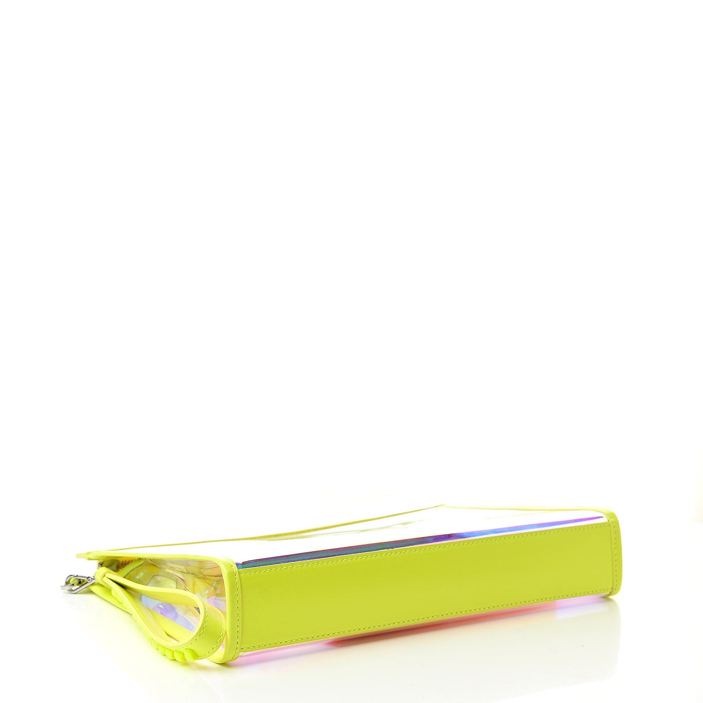 Iridescent PVC Wristlet Neon Yellow