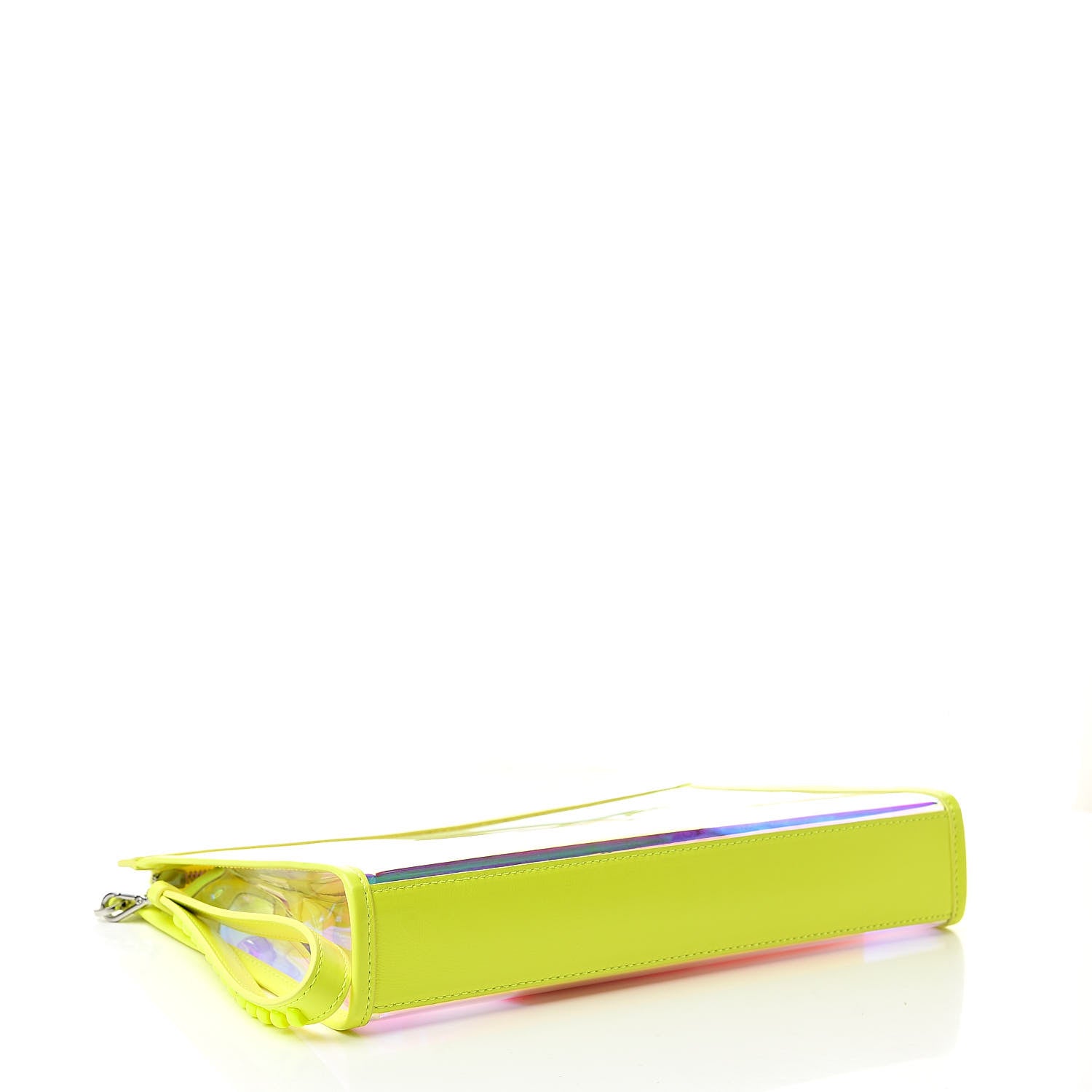MCM Iridescent PVC Wristlet Neon Yellow 5 of 10