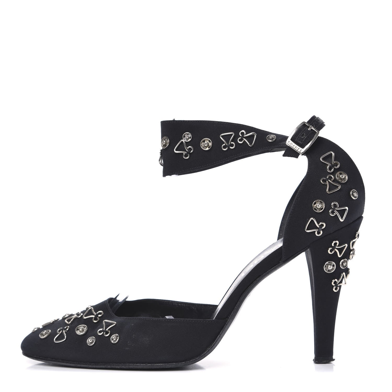 Chanel Satin Embellished Pumps 40 Black 1 of 9