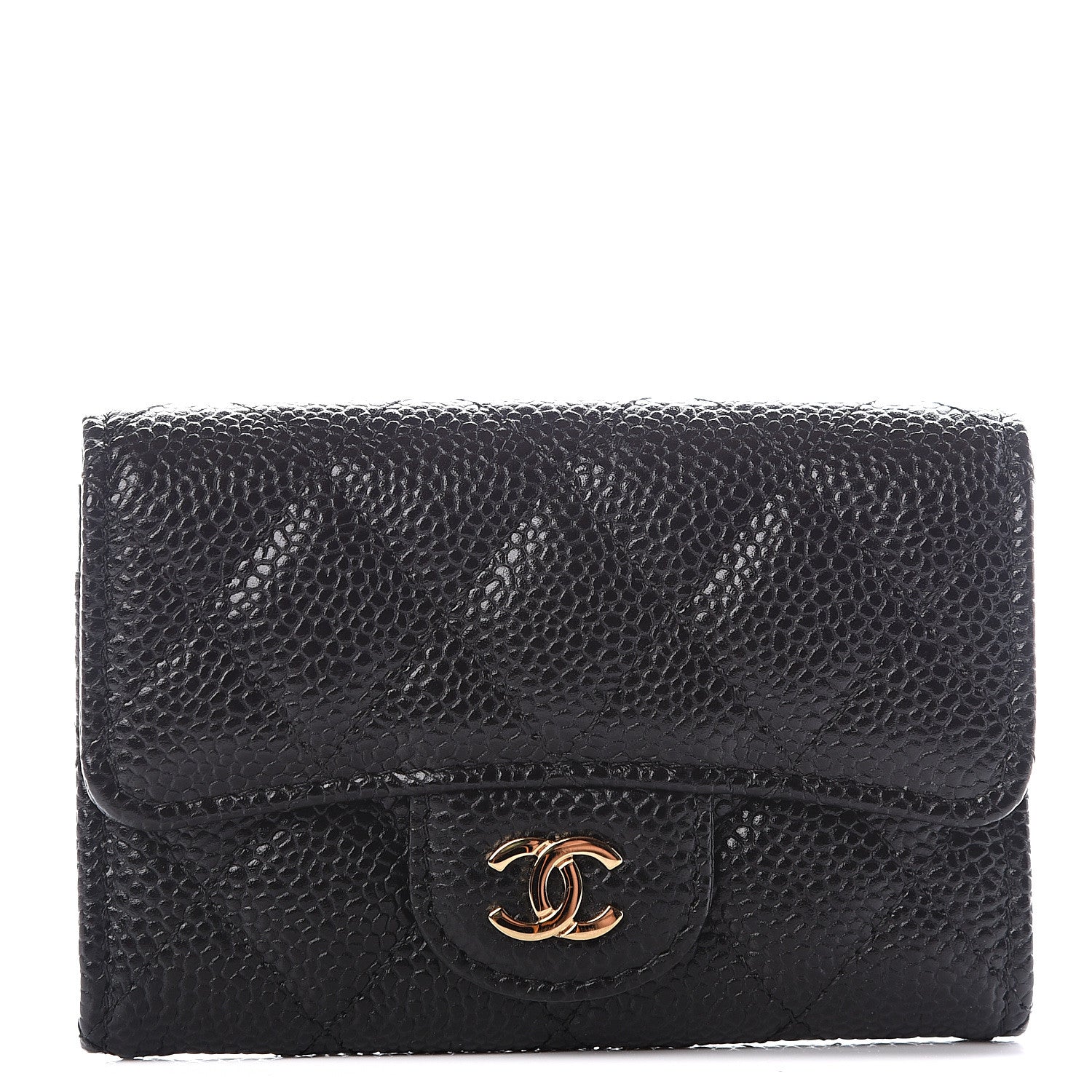 Chanel Caviar Quilted Flap Card Holder Wallet Black 1 of 11