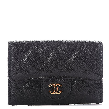 Chanel Caviar Quilted Flap Card Holder Wallet Black 1 of 11