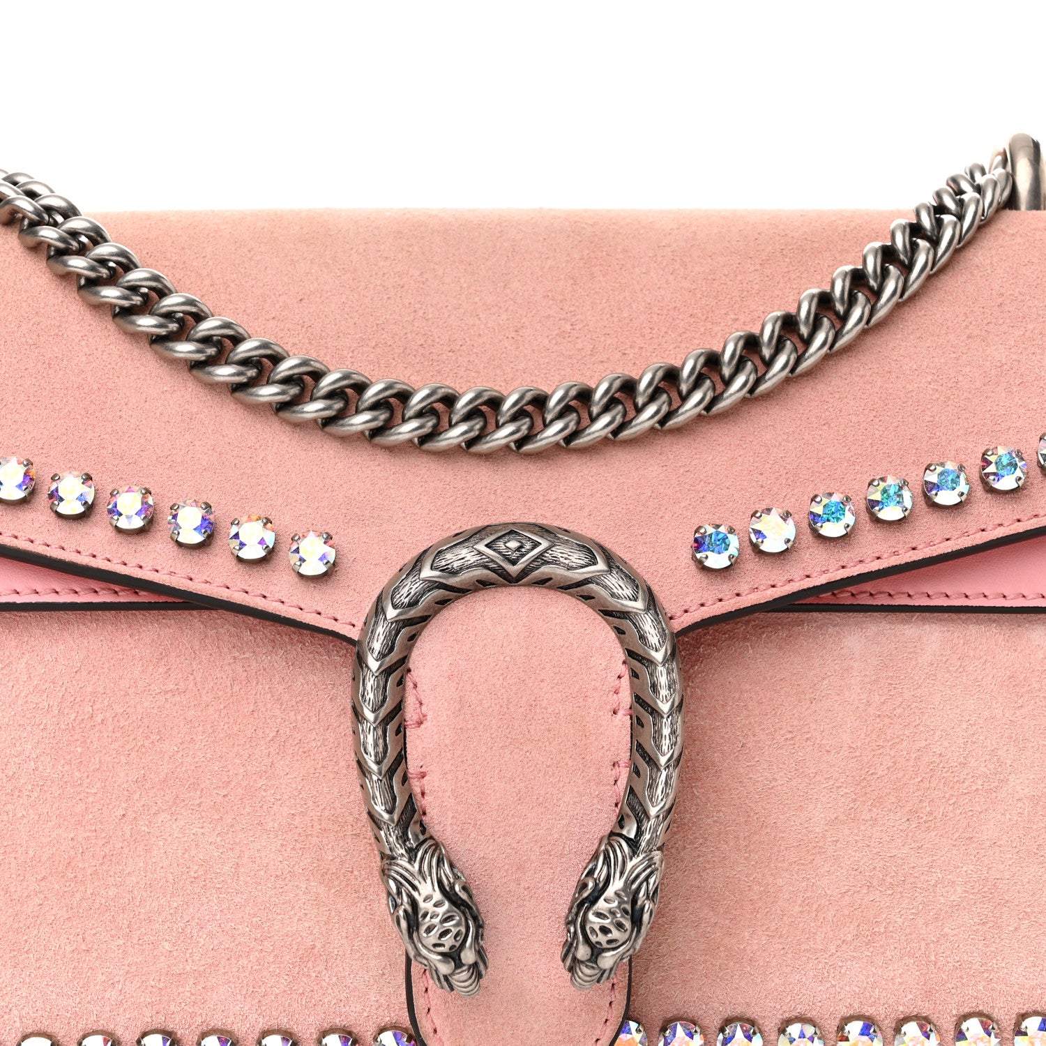 Gucci Suede Crystal Small Dionysus Shoulder Bag Peonia 8 of 14