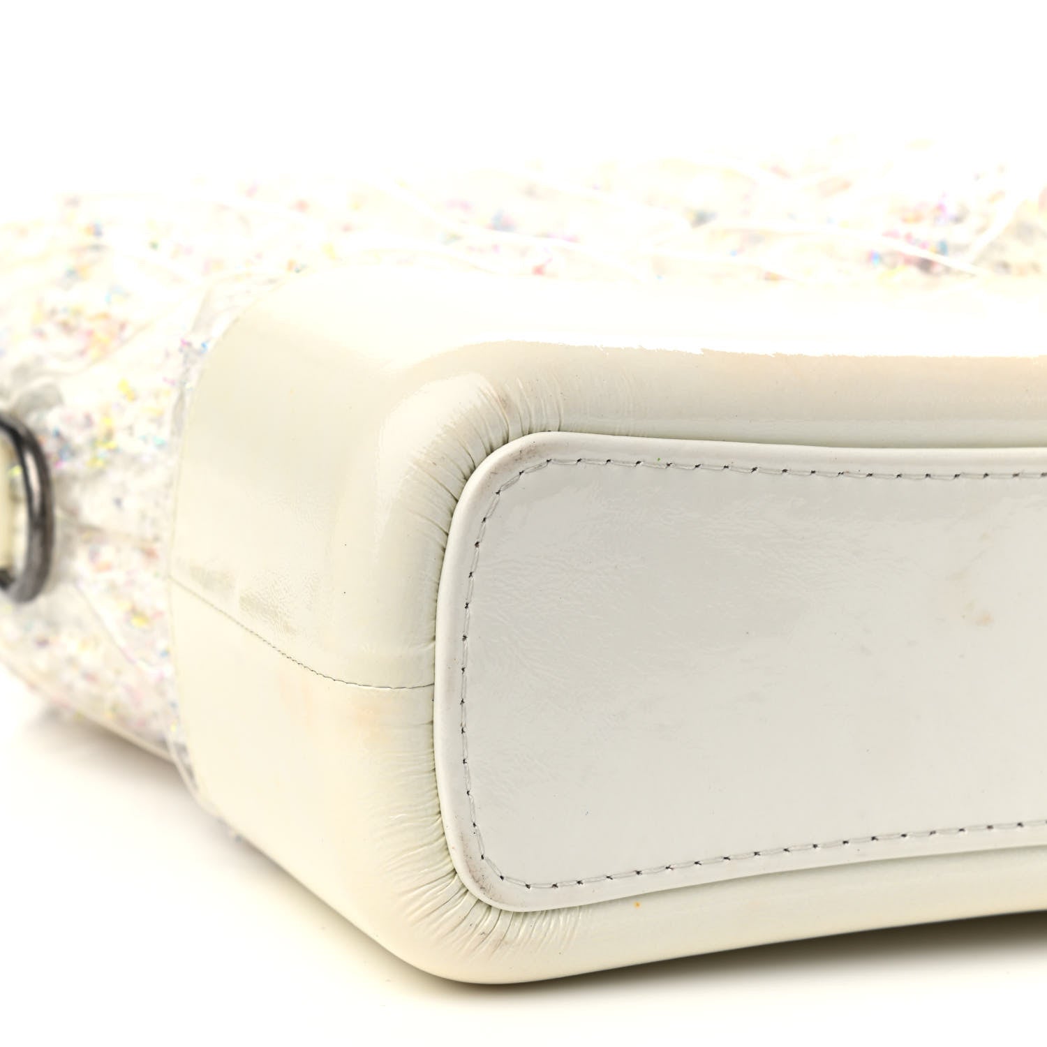 Chanel Tweed PVC Patent Chevron Quilted Medium Gabrielle Hobo White 8 of 15