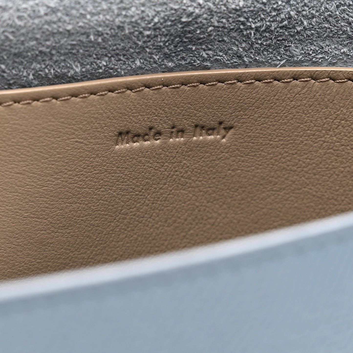 Grained Shiny Calfskin Strap Clutch Slate Blue
