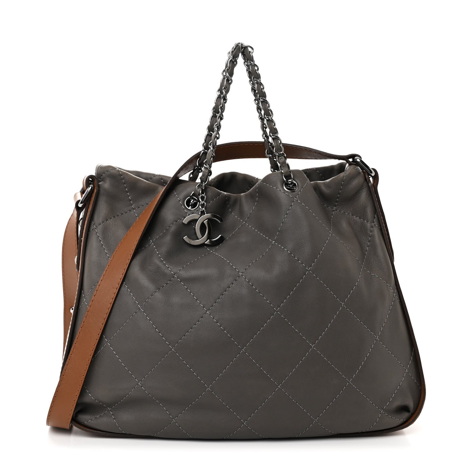 Chanel Calfskin Country Chic Stitched Hobo Grey 1 of 13