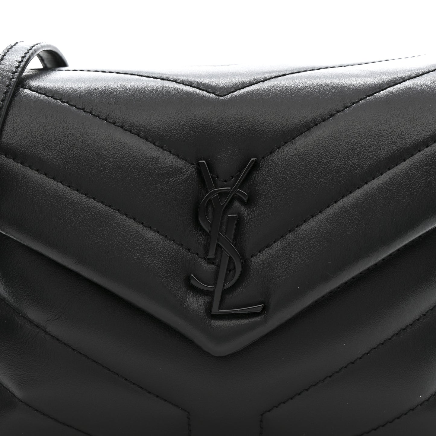 Calfskin Y Quilted Monogram Monochrome Toy Loulou Crossbody Bag Black