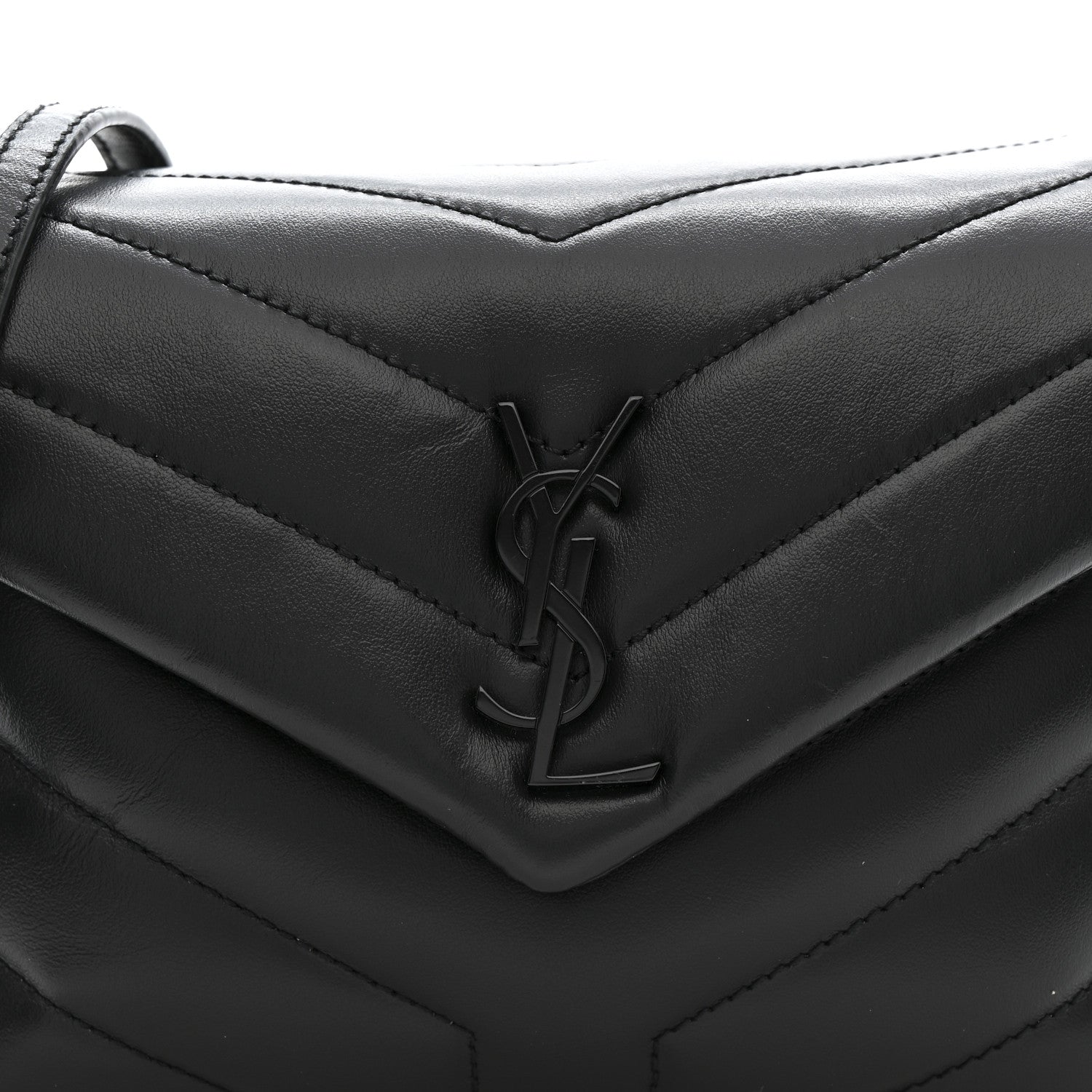 Saint Laurent Calfskin Y Quilted Monogram Monochrome Toy Loulou Crossbody Bag Black 9 of 12