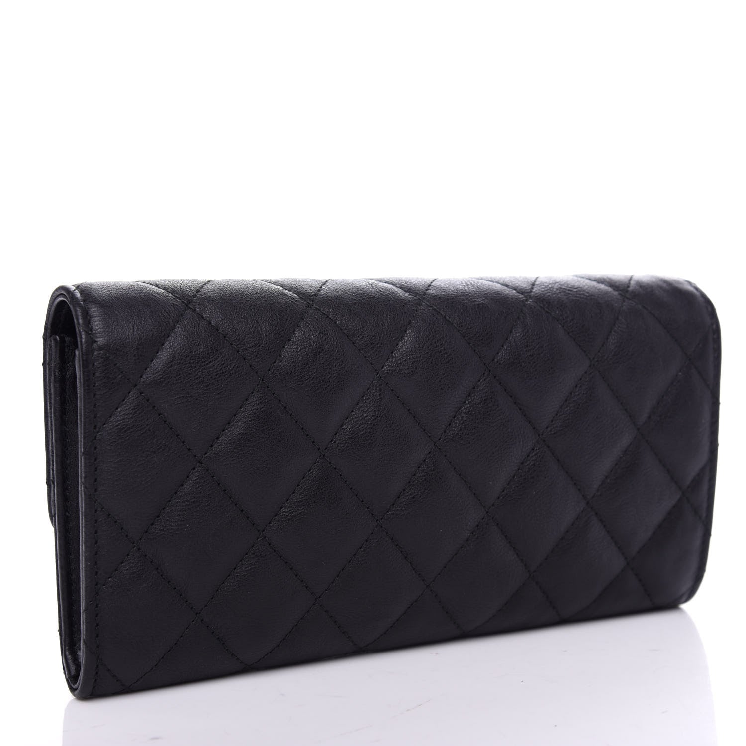 Chanel Crumpled Calfskin Quilted Large Flap Wallet So Black 3 of 8