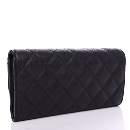 Chanel Crumpled Calfskin Quilted Large Flap Wallet So Black 3 of 8
