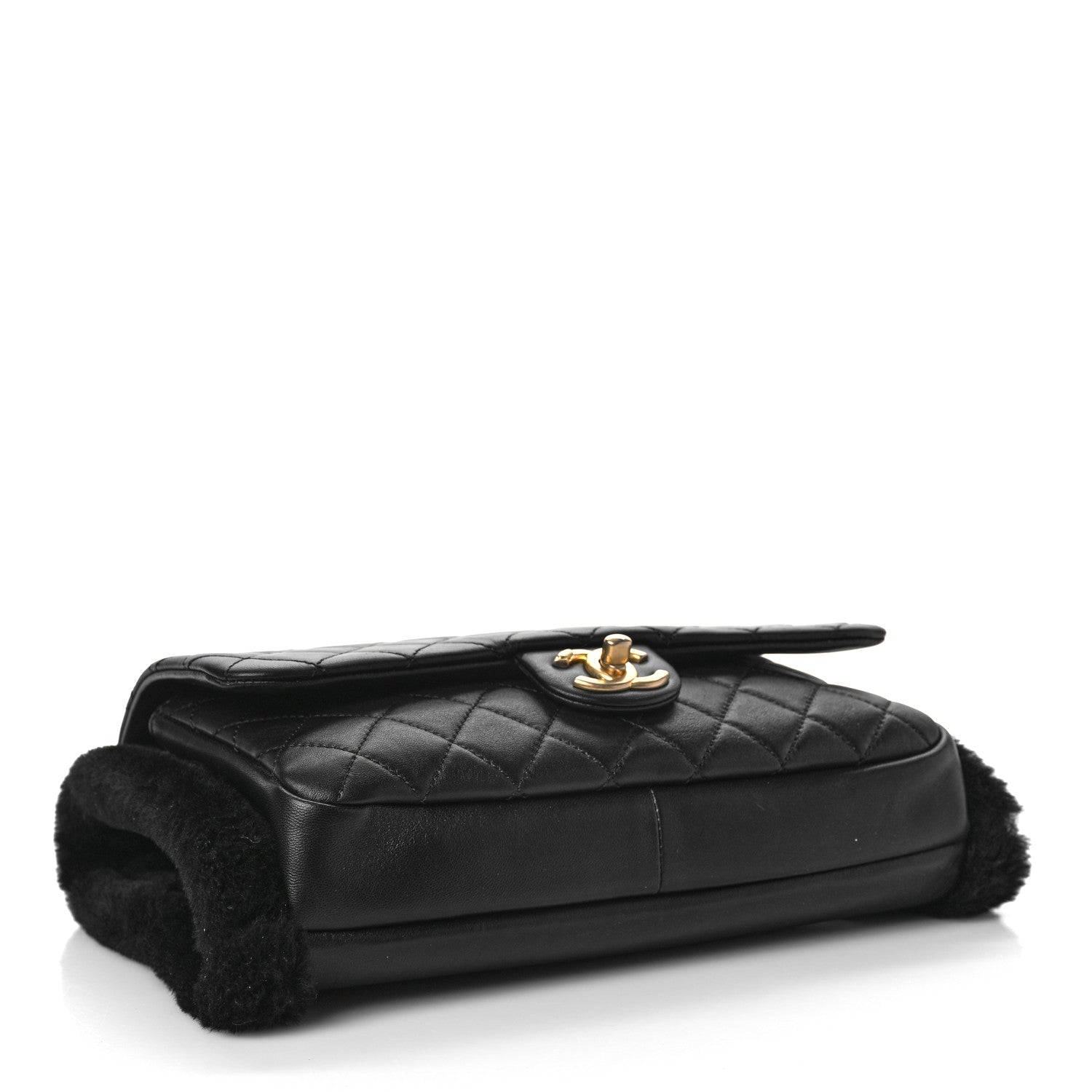 Chanel Lambskin Shearling CC Muff Flap Bag Black 4 of 10