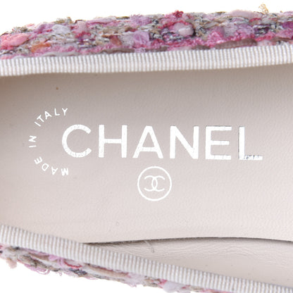 Chanel Tweed Calfskin Cap Toe Ballerina Flats 38 Pink 9 of 10