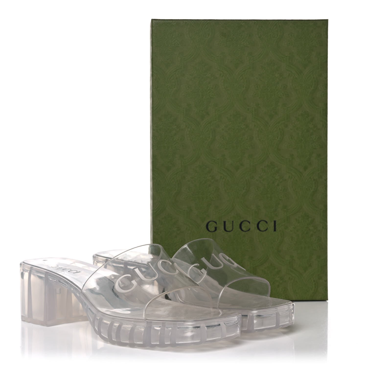 Gucci Rubber Gucci Logo Womens Platform 20/60mm Slide Sandals 39 Transparent 9 of 9