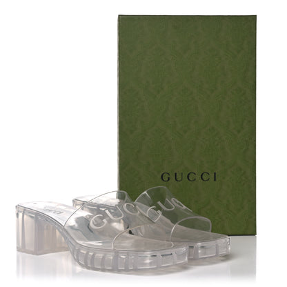 Gucci Rubber Gucci Logo Womens Platform 20/60mm Slide Sandals 39 Transparent 9 of 9