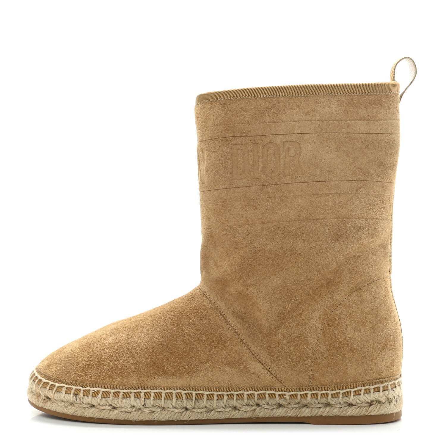 Christian Dior Calfskin Suede Shearling Granville Espadrille Boots 38.5 Natural 1 of 7