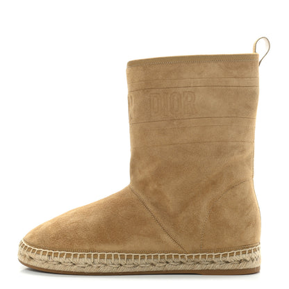 Christian Dior Calfskin Suede Shearling Granville Espadrille Boots 38.5 Natural 1 of 7