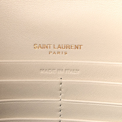 Saint Laurent Lambskin Matelasse Monogram Vicky Chain Wallet Off White 6 of 11