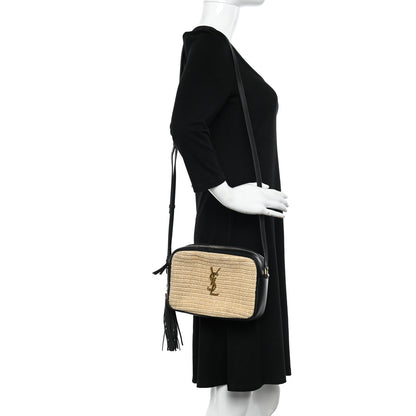 Saint Laurent Raffia Canvas Monogram Lou Camera Bag Naturel 2 of 12